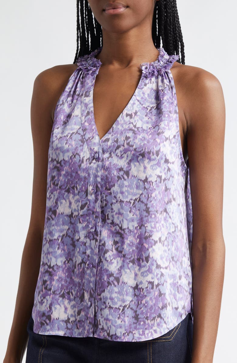 Cinq à Sept Jessie Hydrangea Sleeveless Top, Alternate, color, Lilac Wine Multi