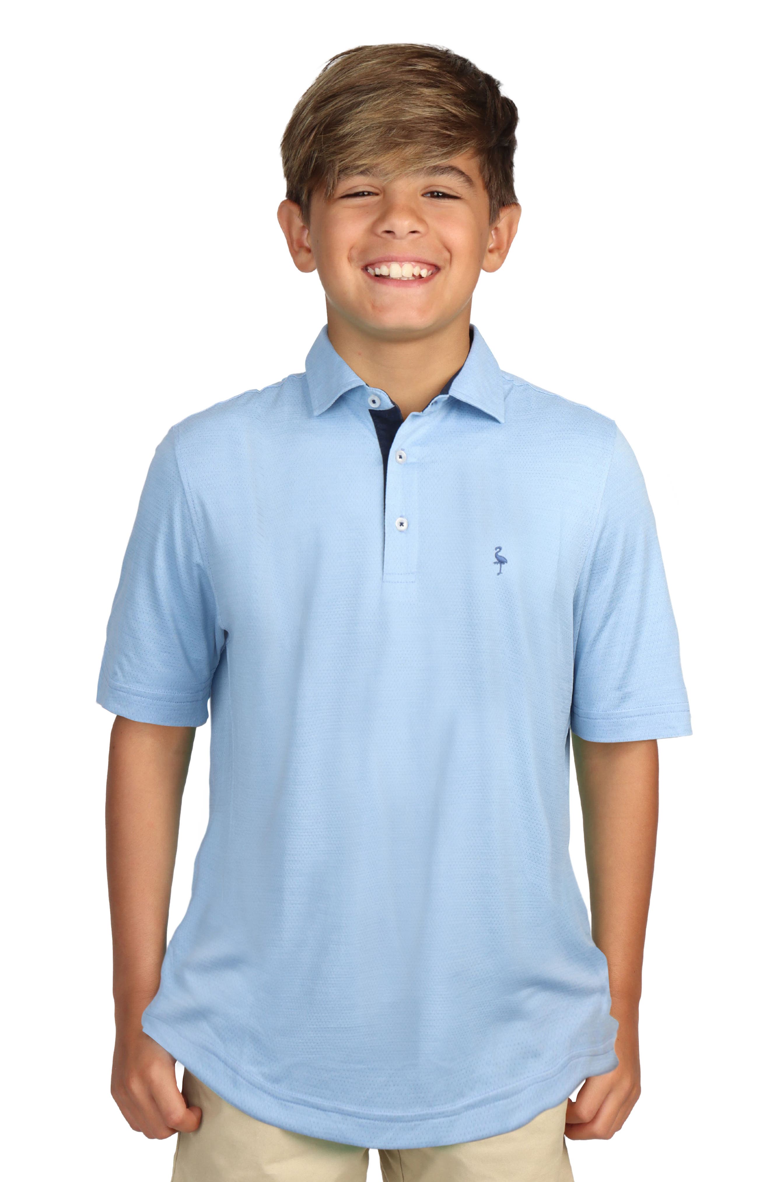 TailorByrd Kids' Perforated Mesh Polo
