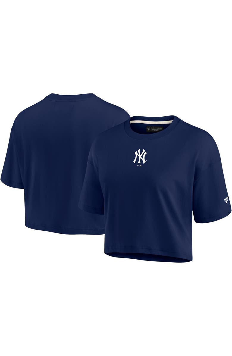 Fanatics Signature Women's Fanatics Signature Navy New York Yankees Elements Super Soft Boxy Cropped T-Shirt, Main, color, 
