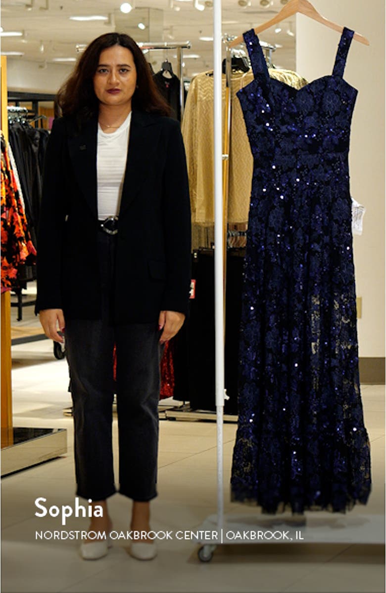 Anabel Floral Sequin Fit & Flare Gown, sales video thumbnail