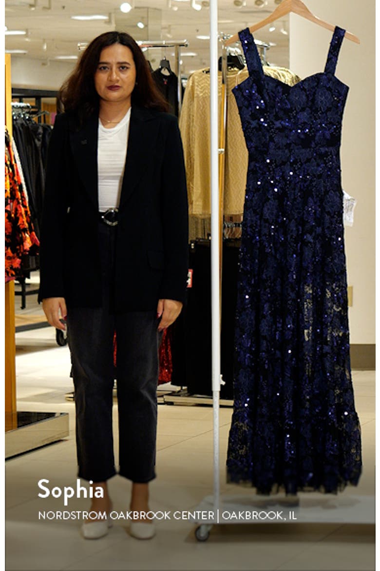 Anabel Floral Sequin Fit & Flare Gown video