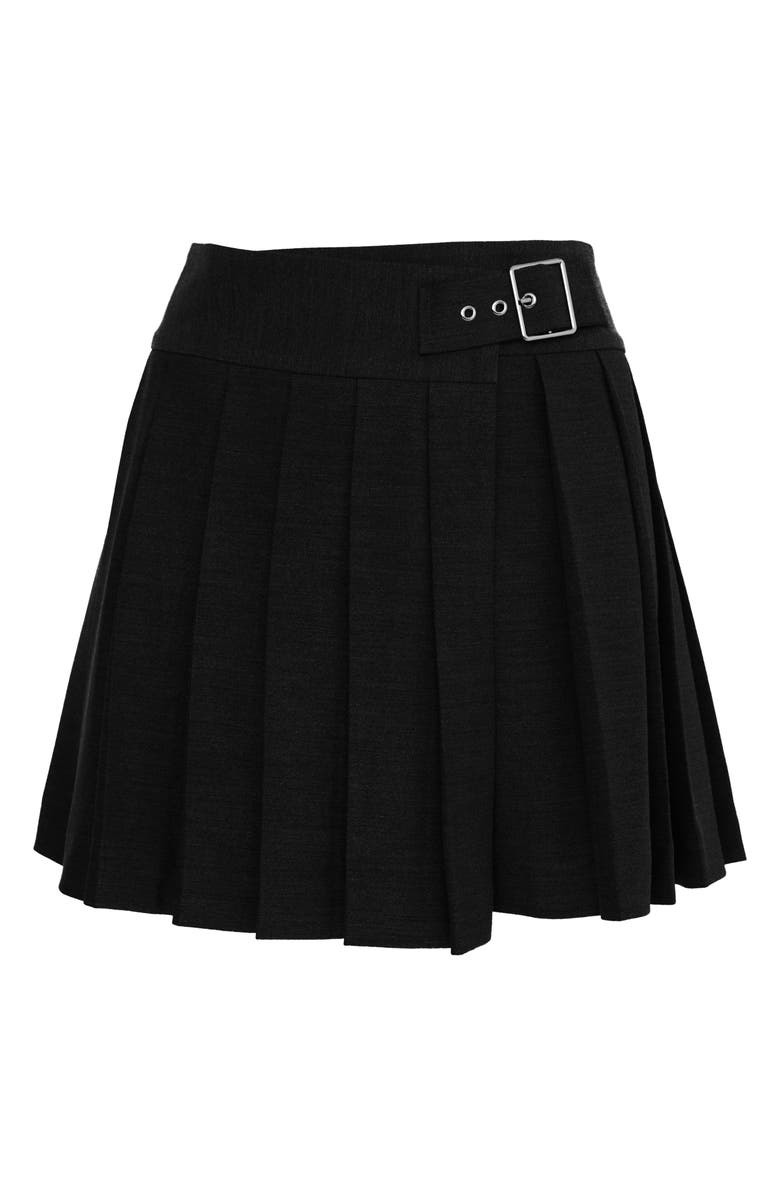 NASTY GAL Buckle Detail Pleated Miniskirt, Alternate, color, 