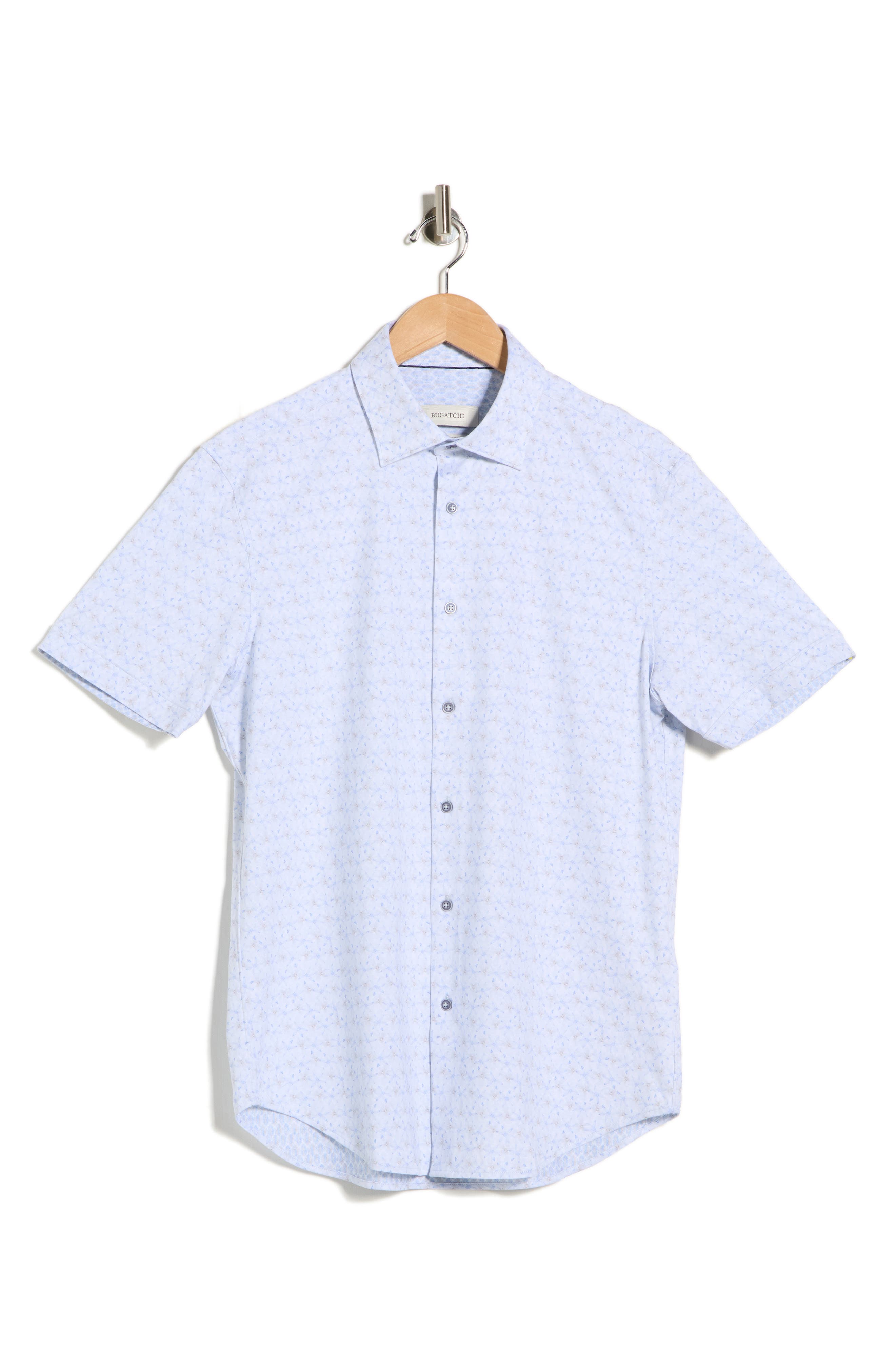 Bugatchi Abstract Print Stretch Cotton Short Sleeve Button-Up Shirt