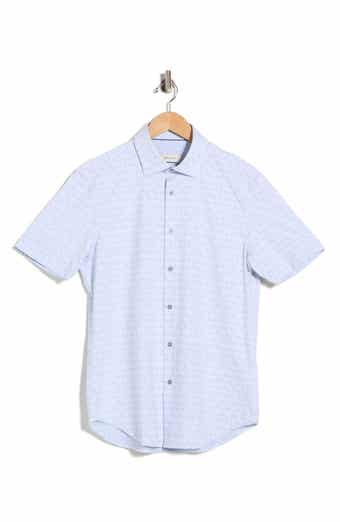 Bugatchi Abstract Print Stretch Cotton Short Sleeve Button-Up Shirt