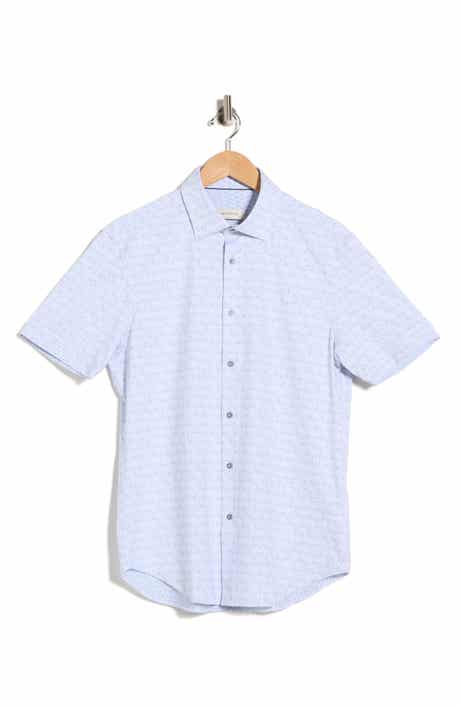 Bugatchi Abstract Print Stretch Cotton Short Sleeve Button-Up Shirt