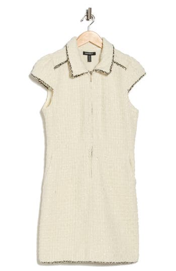Ellen Tracy Cap Sleeve Tweed Dress In White