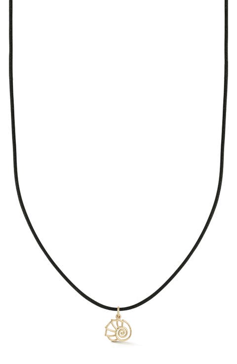 14k Gold Seashell Cord Necklace