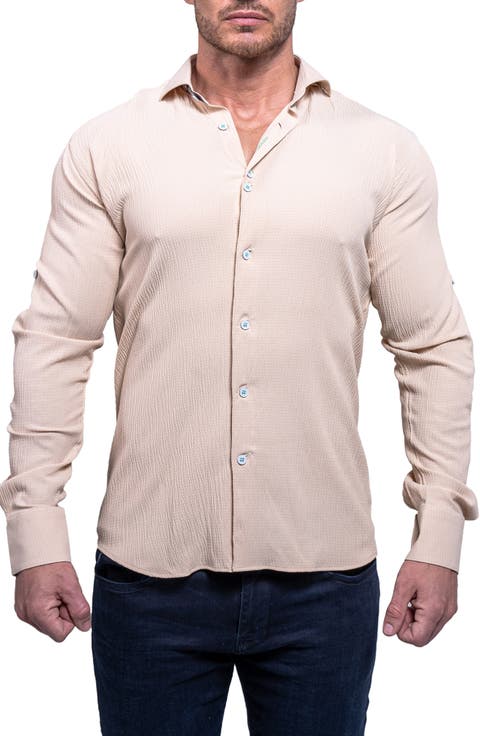 Einstein Resistance Contemporary Fit Textured Button-Up Shirt