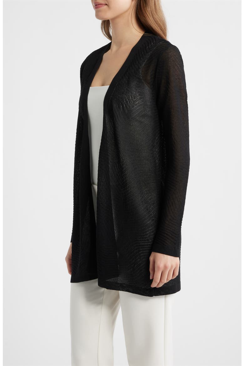 Texture Stitch Sheer Long Cardigan, Alternate, color, ANNE BLACK