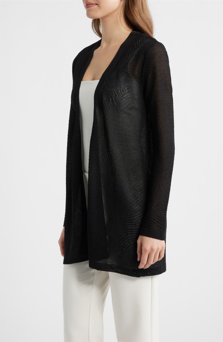 Anne Klein Texture Stitch Sheer Long Cardigan, Alternate, color, Anne Black