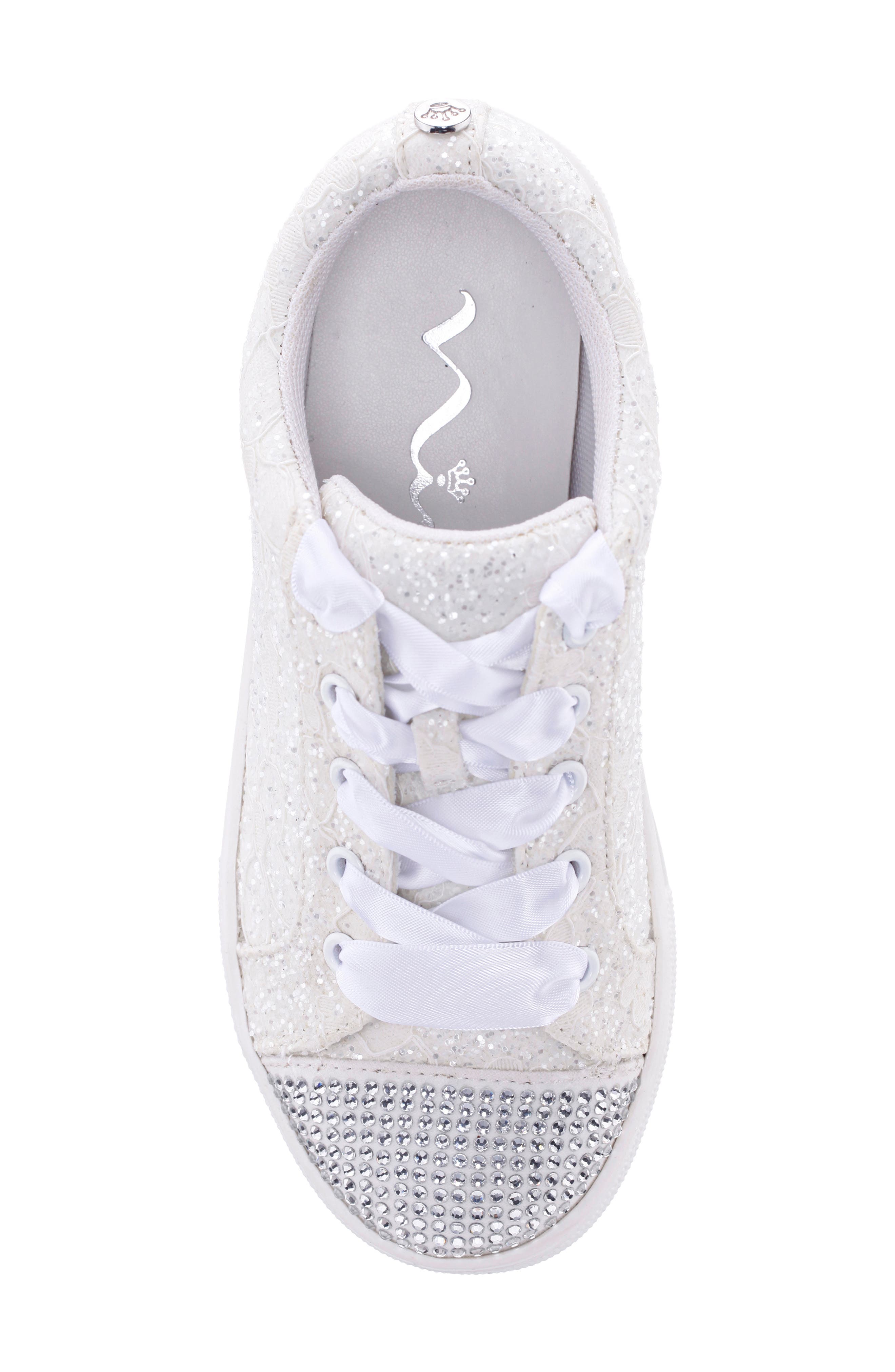 Nina Kids' Glitter Cap Toe Sneaker, Alternate, color, White