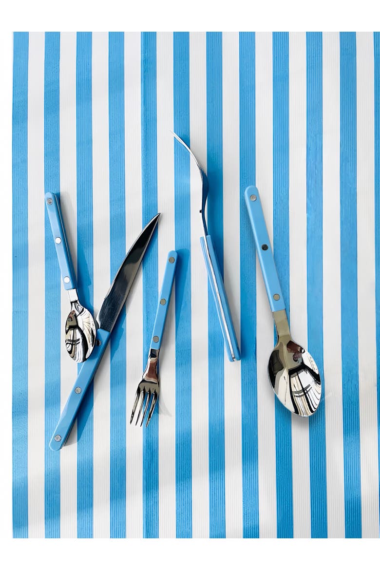 Dopamine Stainless Steel Rivet Flatware, Contemporary Bistrot Style Cutlery, Alternate, color, Pastel Blue