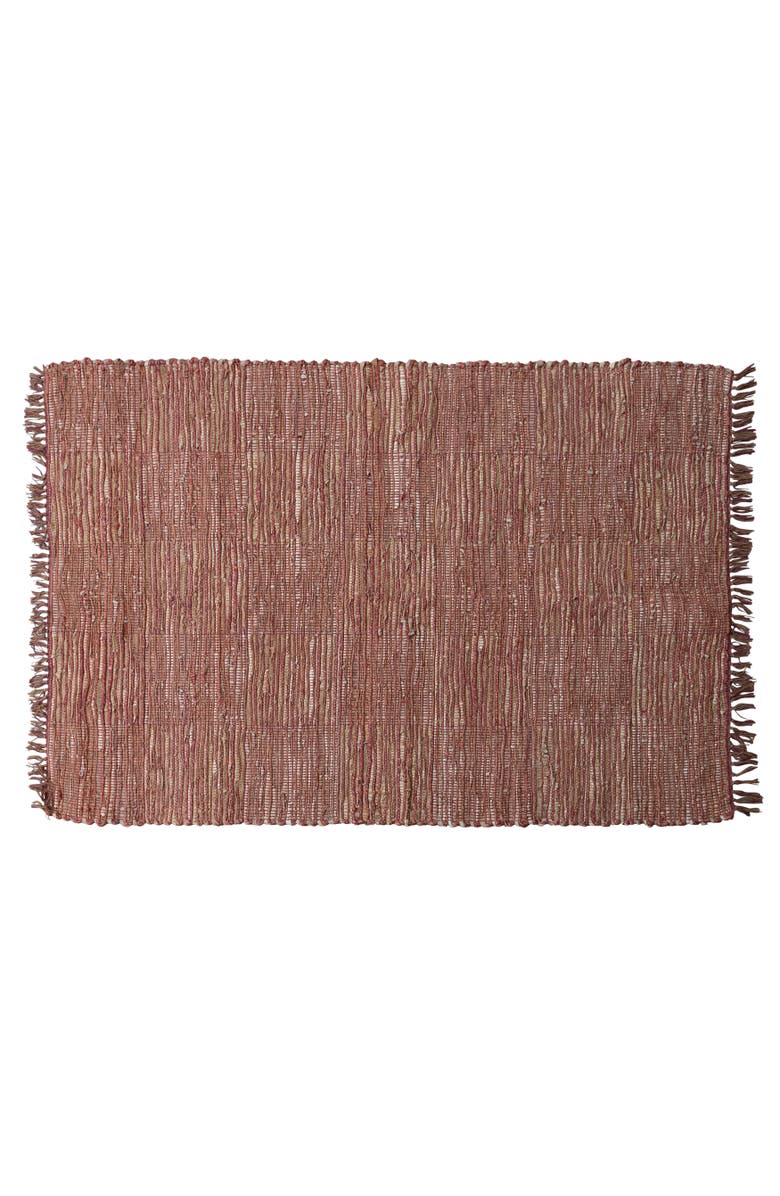 Storied Home Farmhouse Jute and Leather Chindi Rug, Main, color, Orange