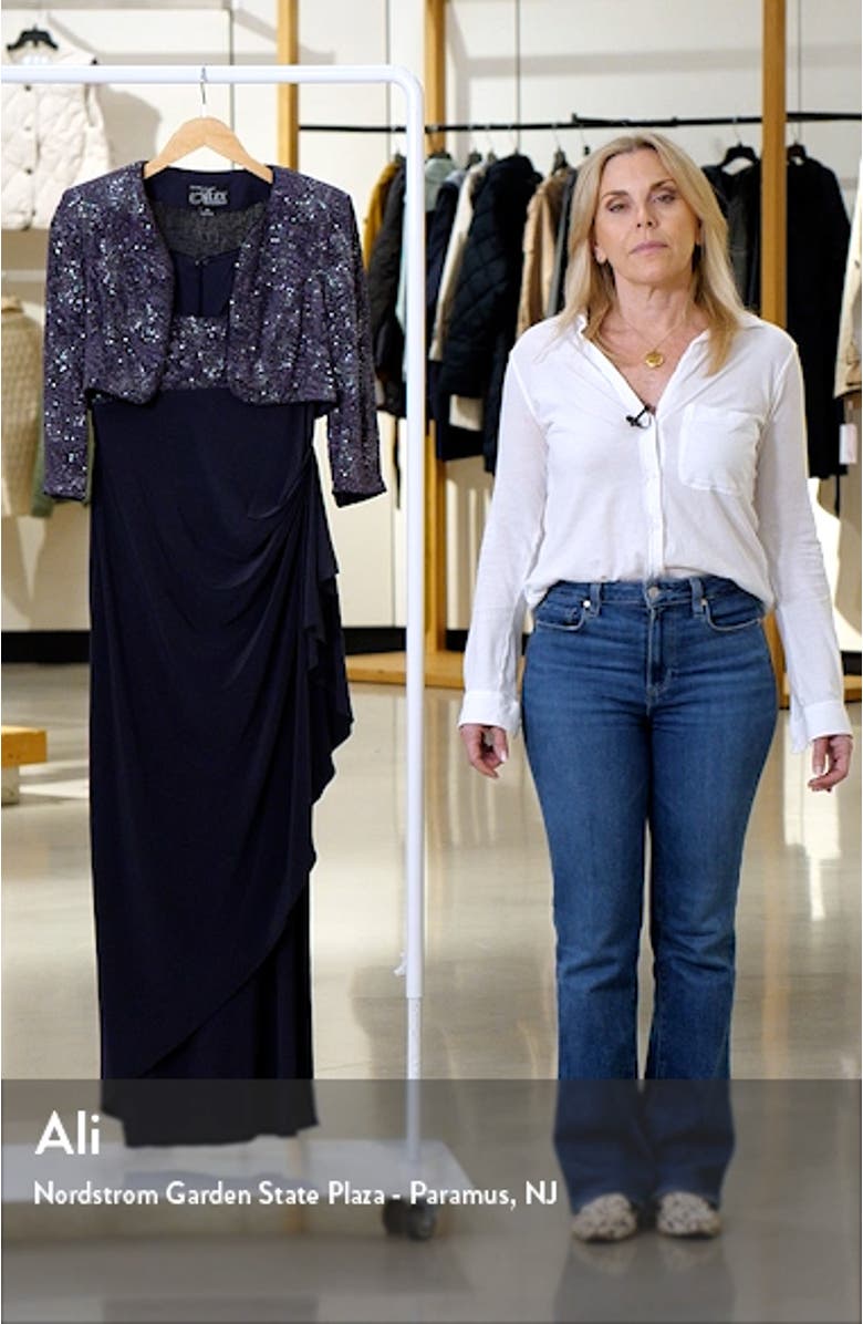 Draped Column Gown with Bolero Jacket, sales video thumbnail