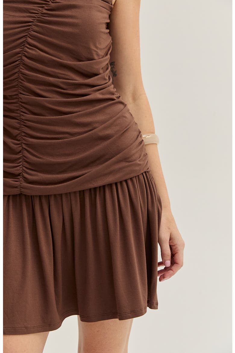 Ruched Knit Mini Dress, Alternate, color, Brown