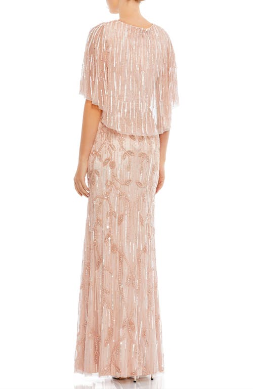 MAC DUGGAL MAC DUGGAL EMBELLISHED CAP SLEEVE FAUX WRAP TRUMPET GOWN