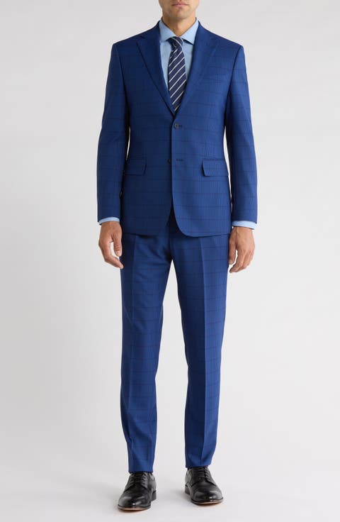 Trim Fit Plaid Two-Piece Suit