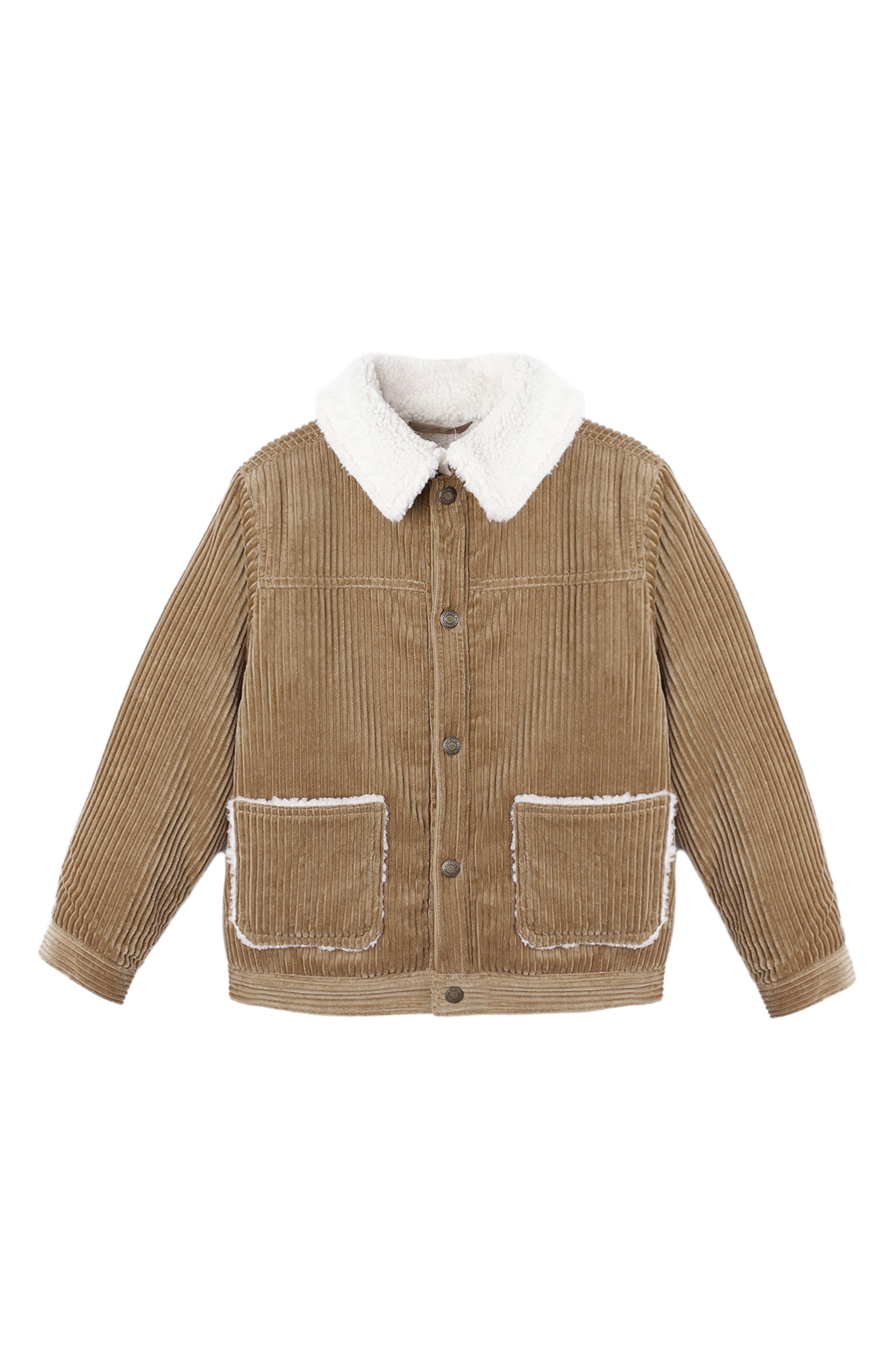 QUINCY MAE Faux Fur & Cotton Corduroy Jacket