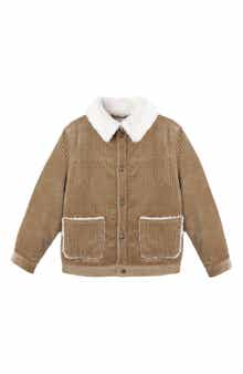 QUINCY MAE Faux Fur & Cotton Corduroy Jacket