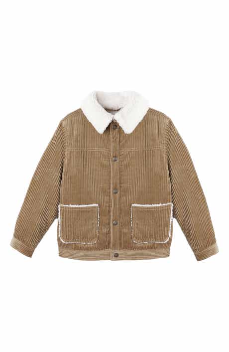 QUINCY MAE Faux Fur & Cotton Corduroy Jacket