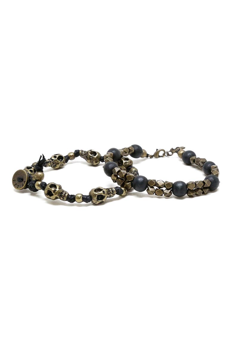 Ettika Men's Set of 2 Brass Bracelets, Main, color, BLACK