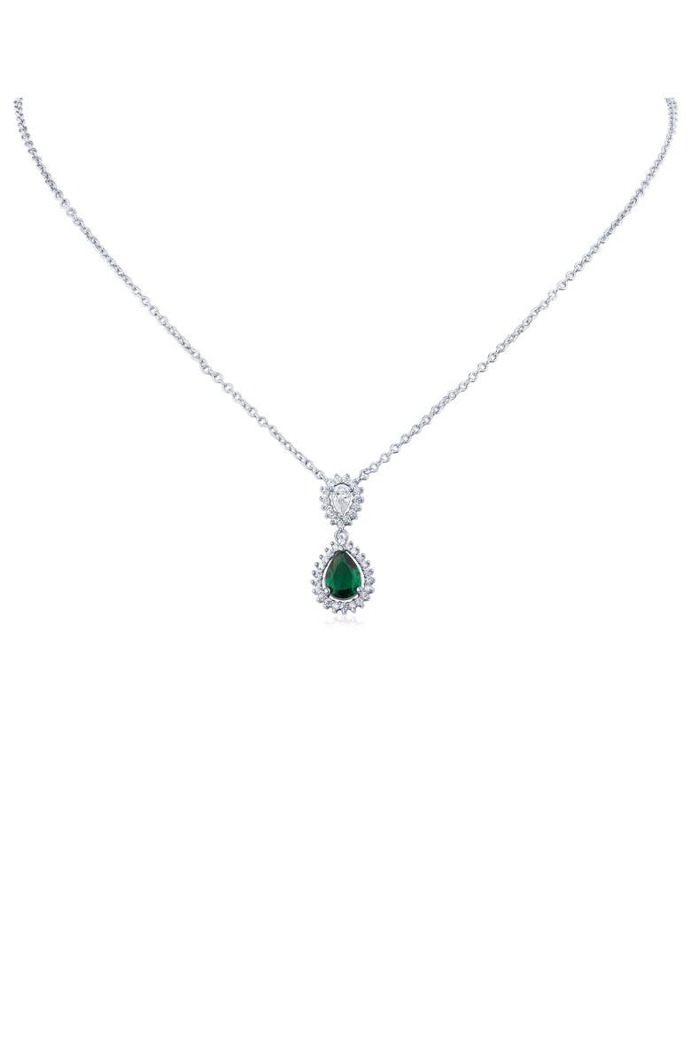 CZ by Kenneth Jay Lane Pear & Round Cubic Zirconia Pendant Necklace, Main, color, 