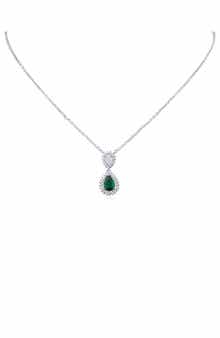 CZ by Kenneth Jay Lane Pear & Round Cubic Zirconia Pendant Necklace