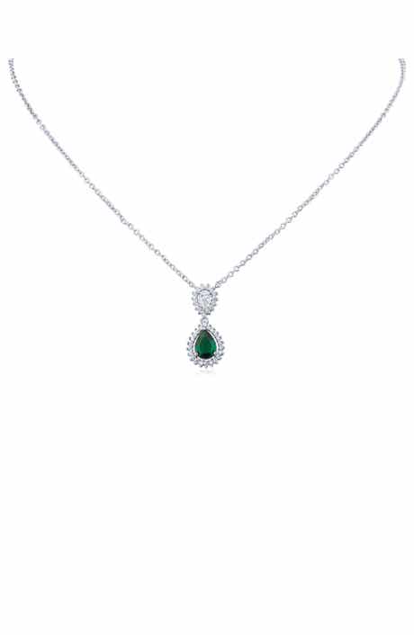 CZ by Kenneth Jay Lane Pear & Round Cubic Zirconia Pendant Necklace