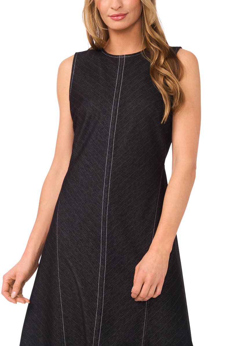 Halogen<sup>®</sup> Pinstripe Sleeveless A-Line Dress, Alternate, color, Charcoal