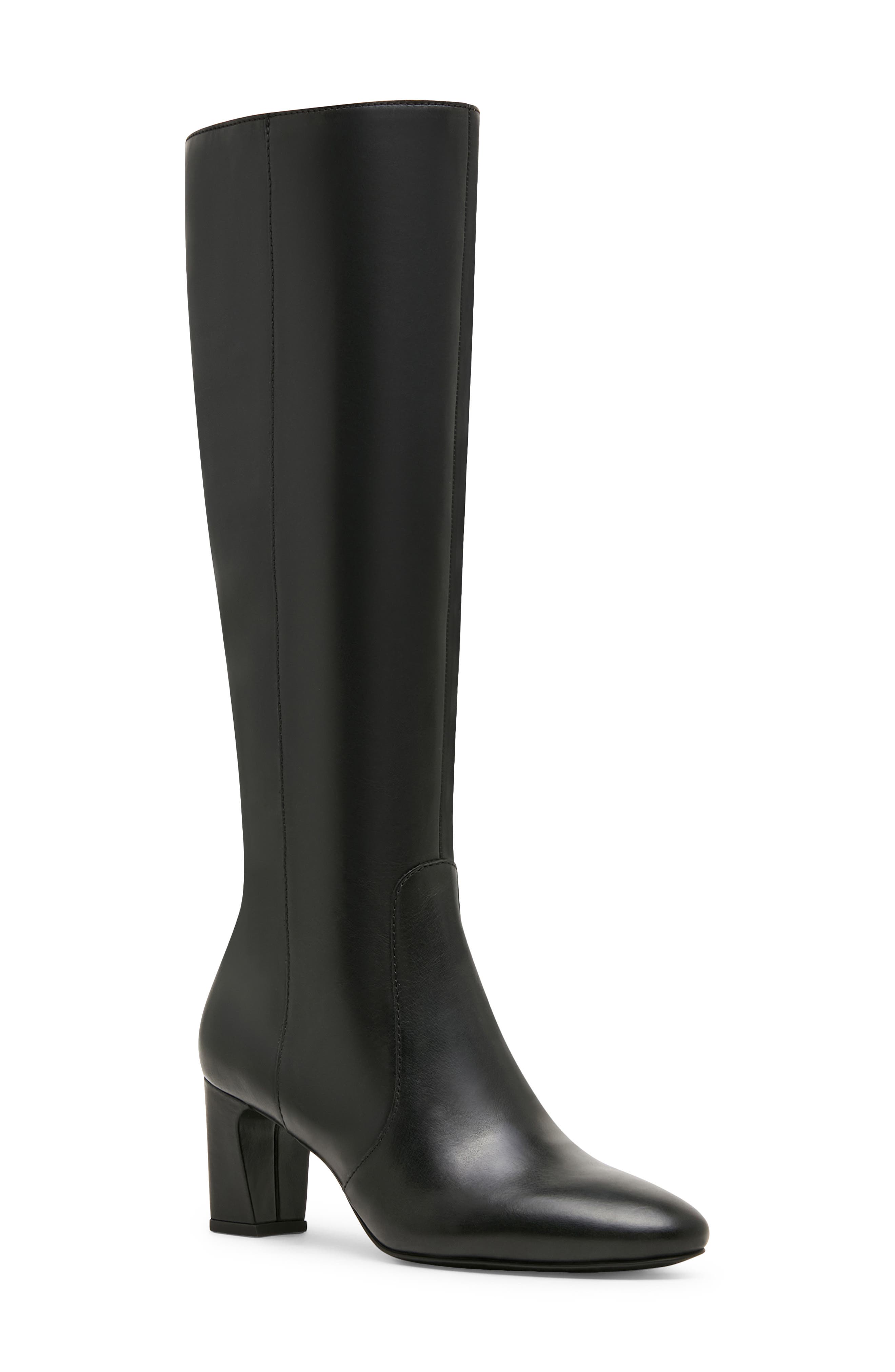 Mindy Knee High Leather Boot, Main, color, BLACK LEATHER