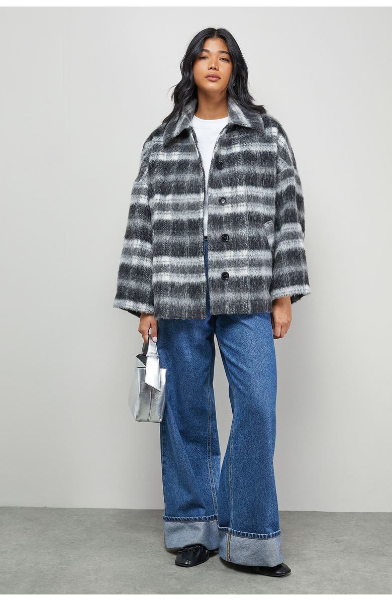 Warehouse Check Oversized Short Car Coat, Alternate, color, Multi