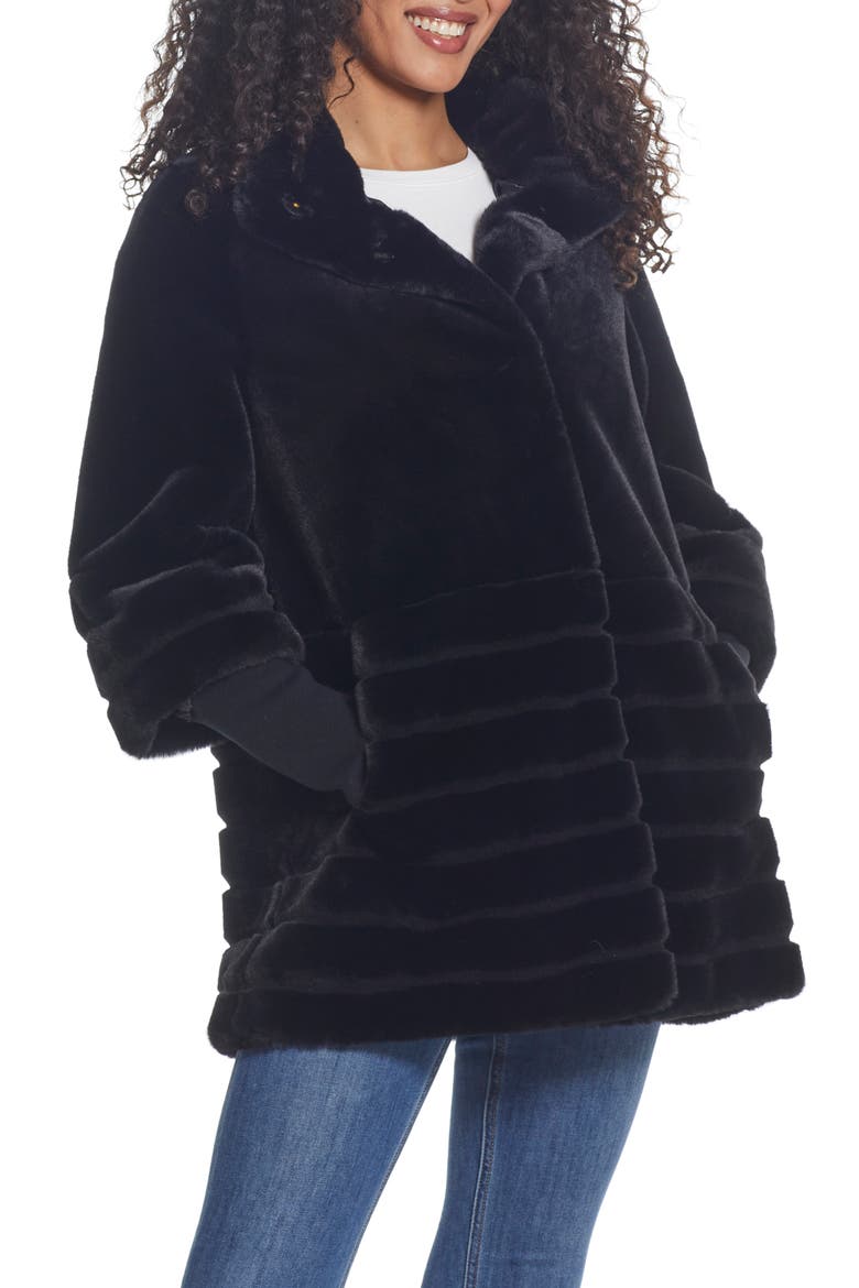 Water Resistant Faux Fur Jacket, Main, color, BLACK