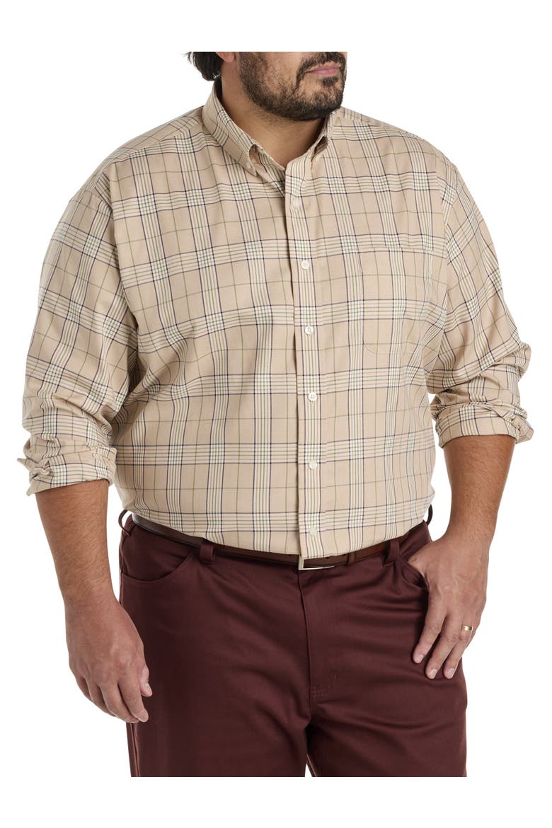 Big & Tall Large Plaid Sport Shirt, Main, color, TAN
