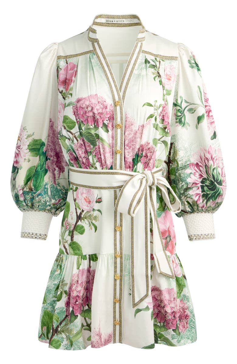 Alice + Olivia Cora Voluminous Tiered Mini Shirtdress, Alternate, color,