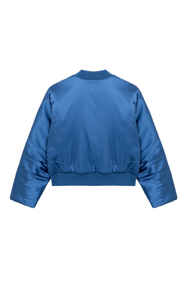 Kids' Crop Satin Bomber Jacket, Alternate, color, BLUE