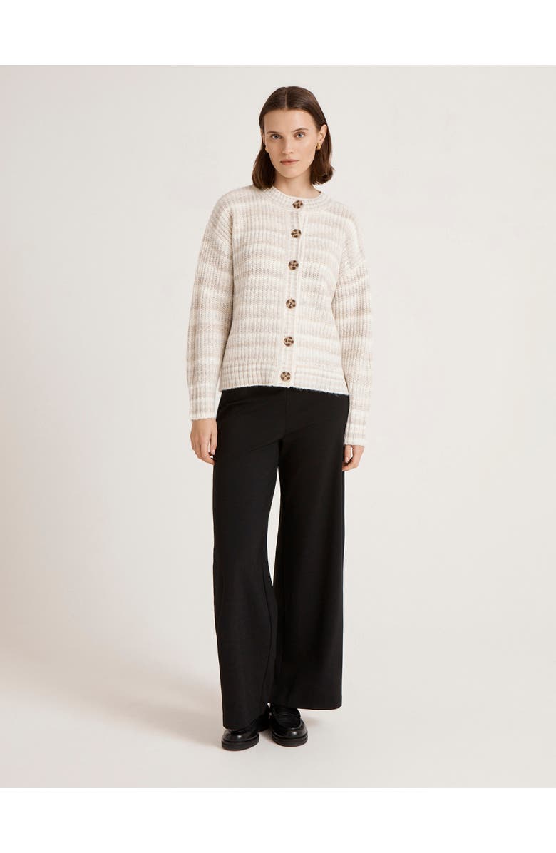 Finery London Whitney Round Neck Knitted Cardigan, Alternate, color, Ivory Stripe