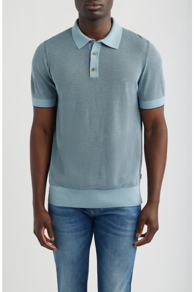L-Naldo Silk & Cotton Polo, Main, color, BLUE