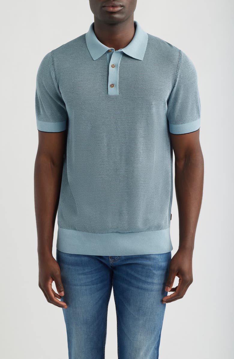 BOSS Camel L-Naldo Silk & Cotton Polo, Main, color, Blue