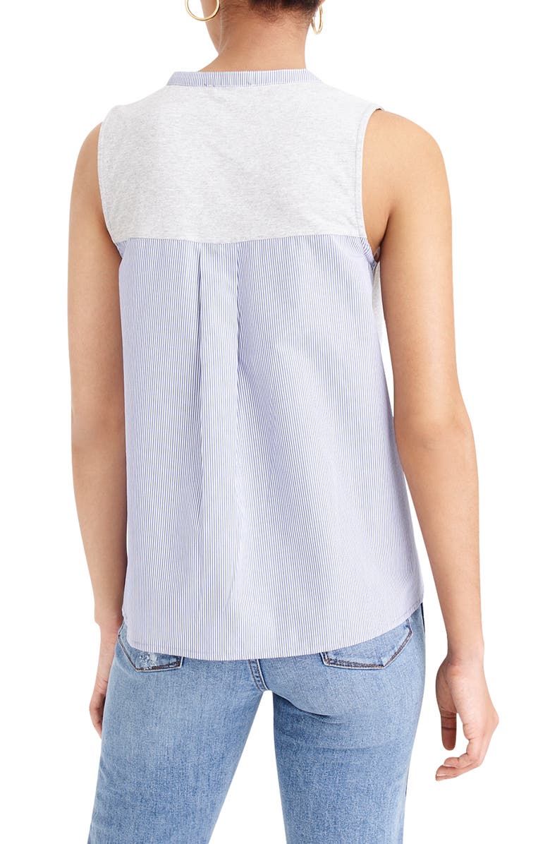 J.Crew Mixed Media Henley Cotton Jersey Tank Top, Alternate, color, 