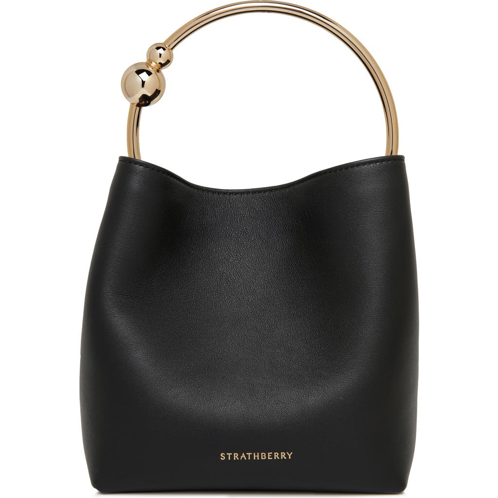 Strathberry The Circus Top Handle Leather Bucket Bag In Black