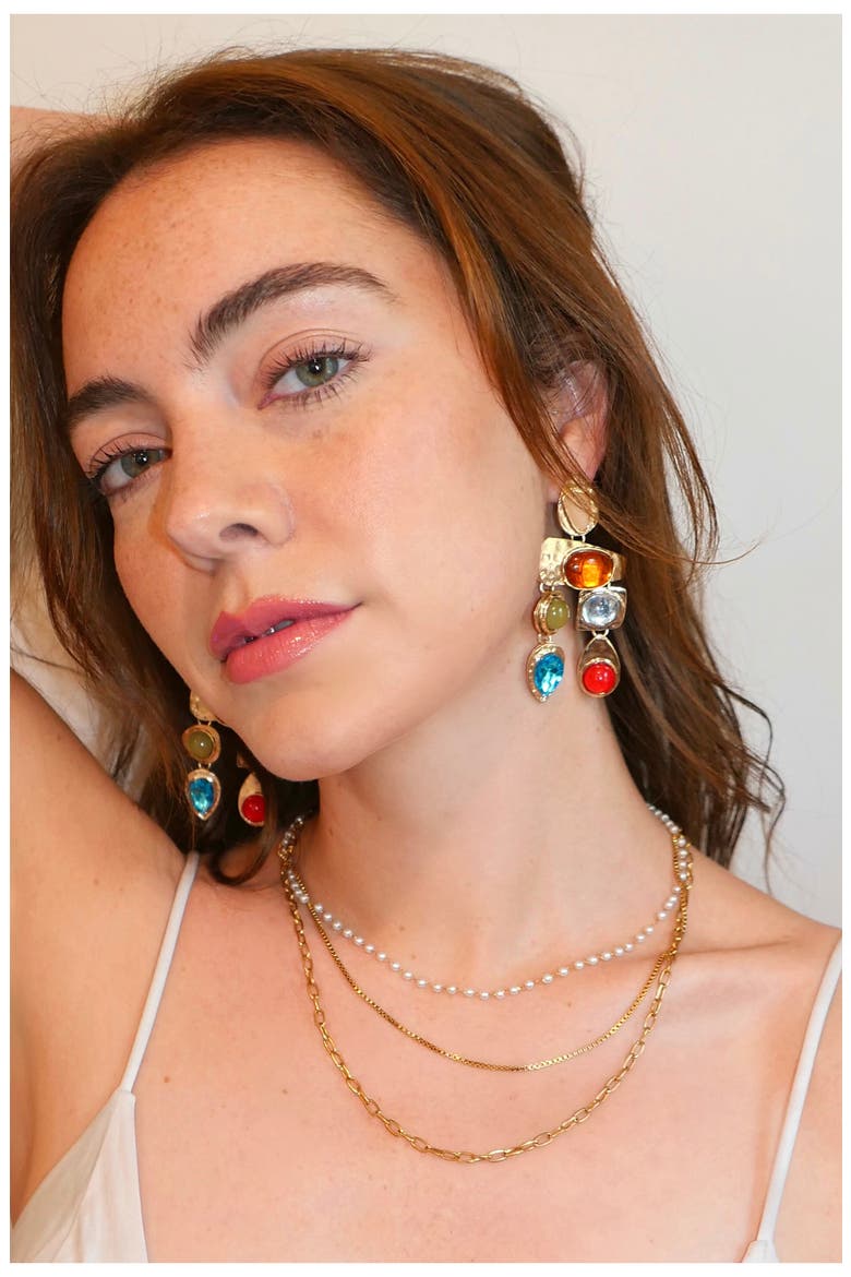 Resin Stone Drop Earrings, Alternate, color, SUNSET