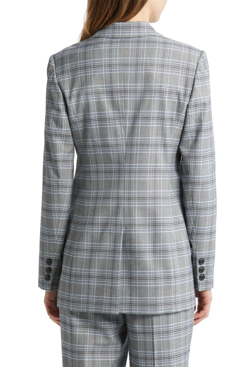 Glen Plaid One-Button Blazer, Alternate, color, BLACK- TEAL CHECK