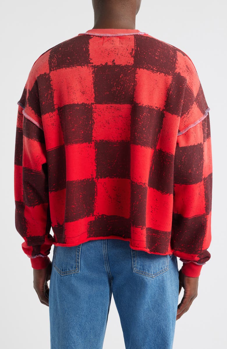 DIET STARTS MONDAY Sex, Love & Diet Checkerboard Crop Crewneck Sweatshirt, Alternate, color, Checkered Red