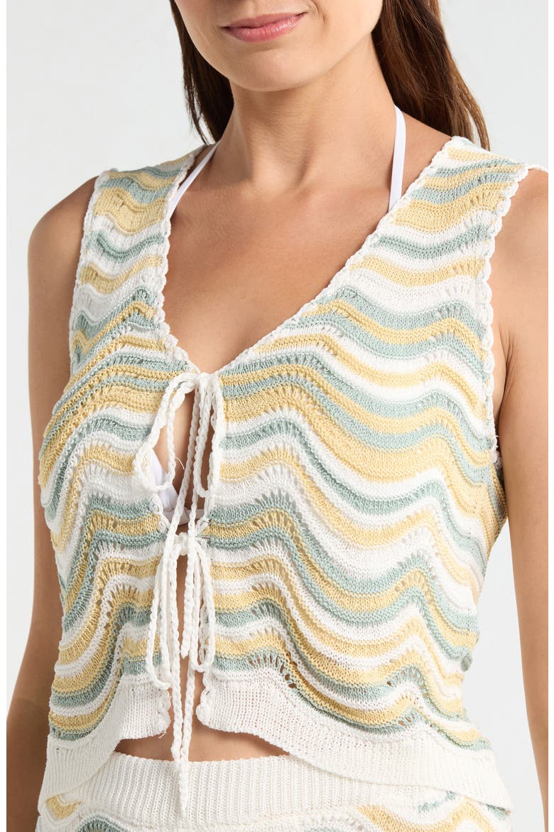 Tie Front Cover-Up Top, Alternate, color, WHITE MULTI