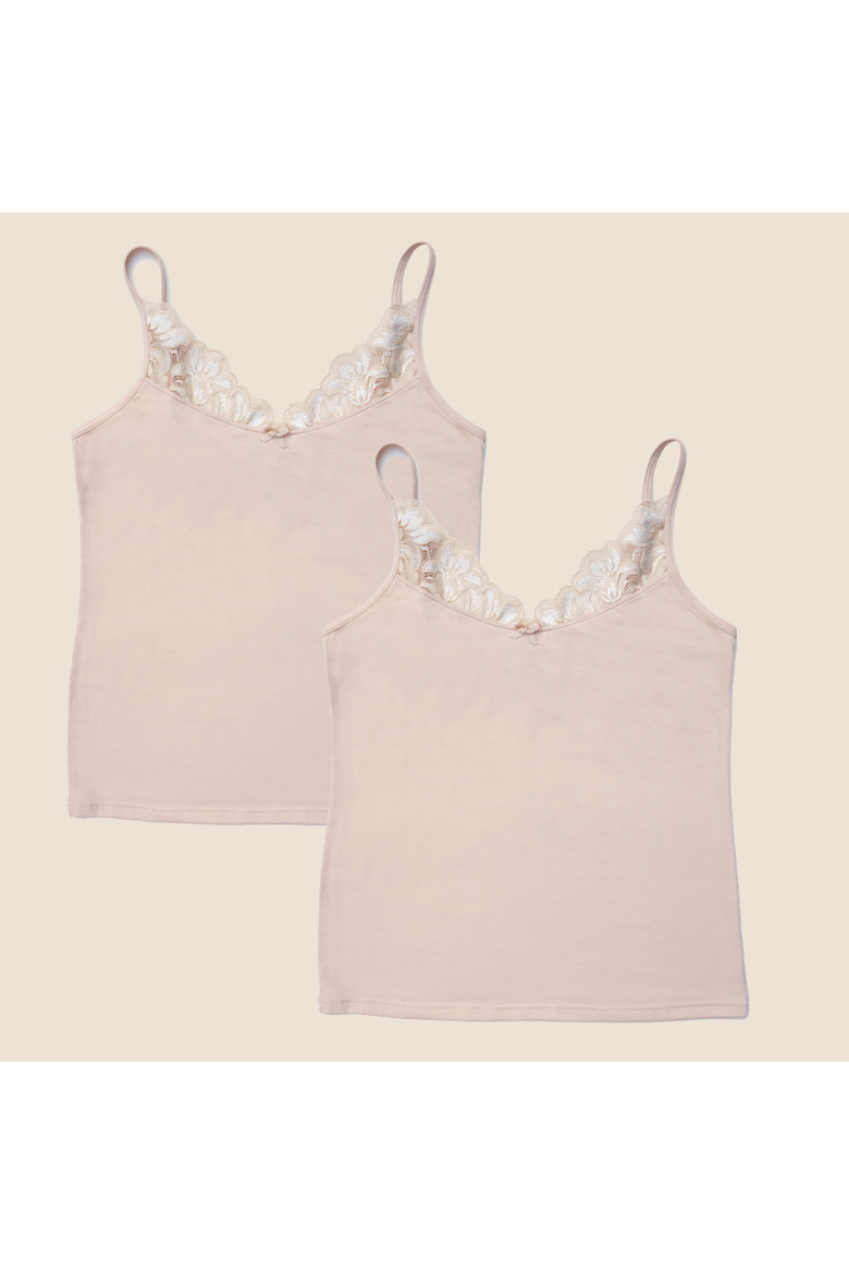 Luna Lace Cotton Cami 2-Pack, Main, color, Buff