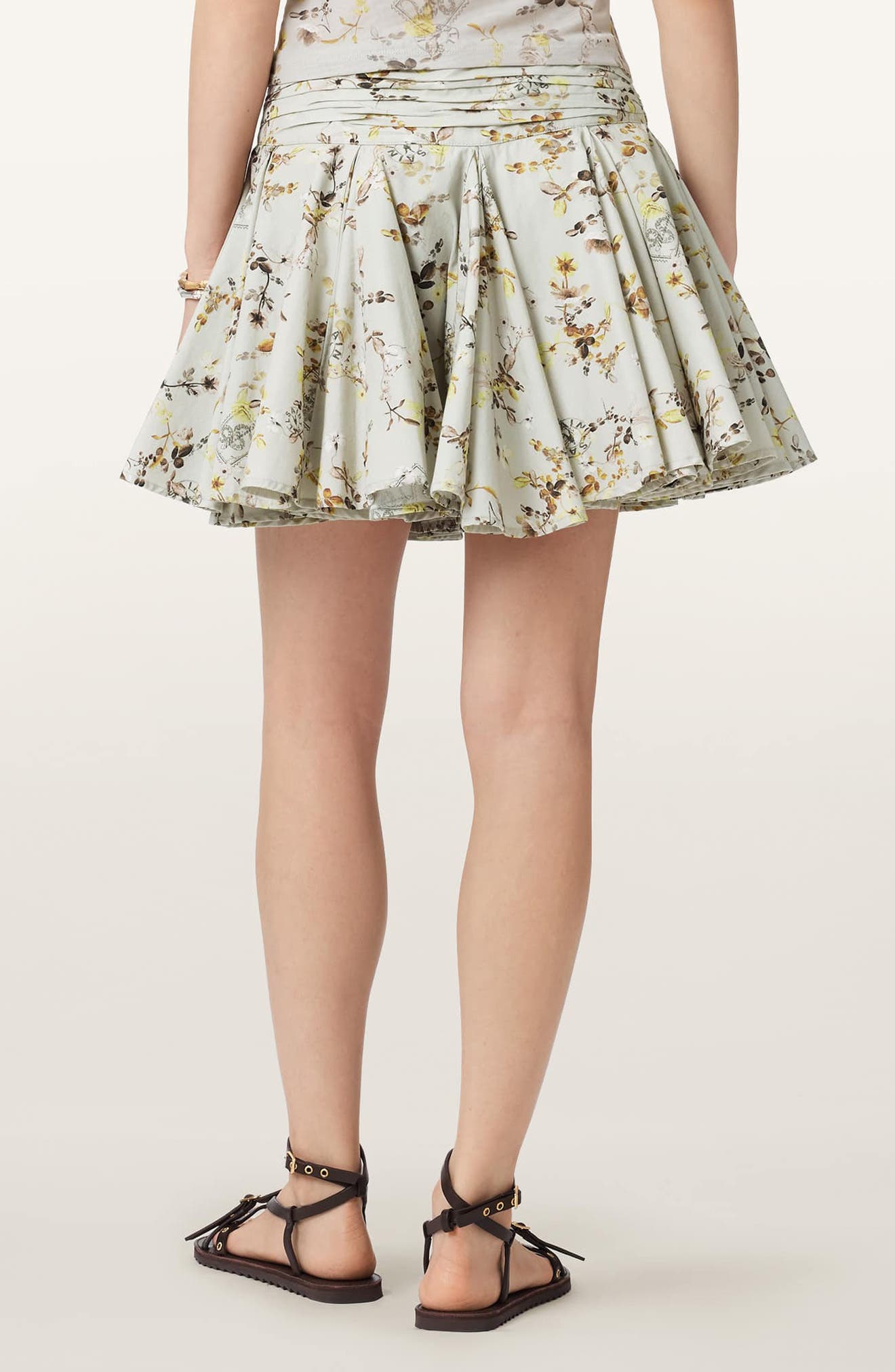 Floral Print Pleated Miniskirt - image 2