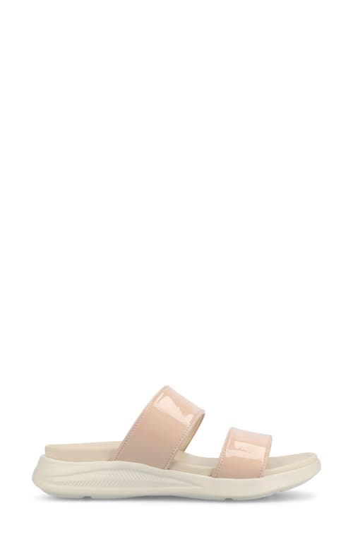 Journee Collection Women's Janis Double Band Comfort Wedge Sandals In Patent/nude