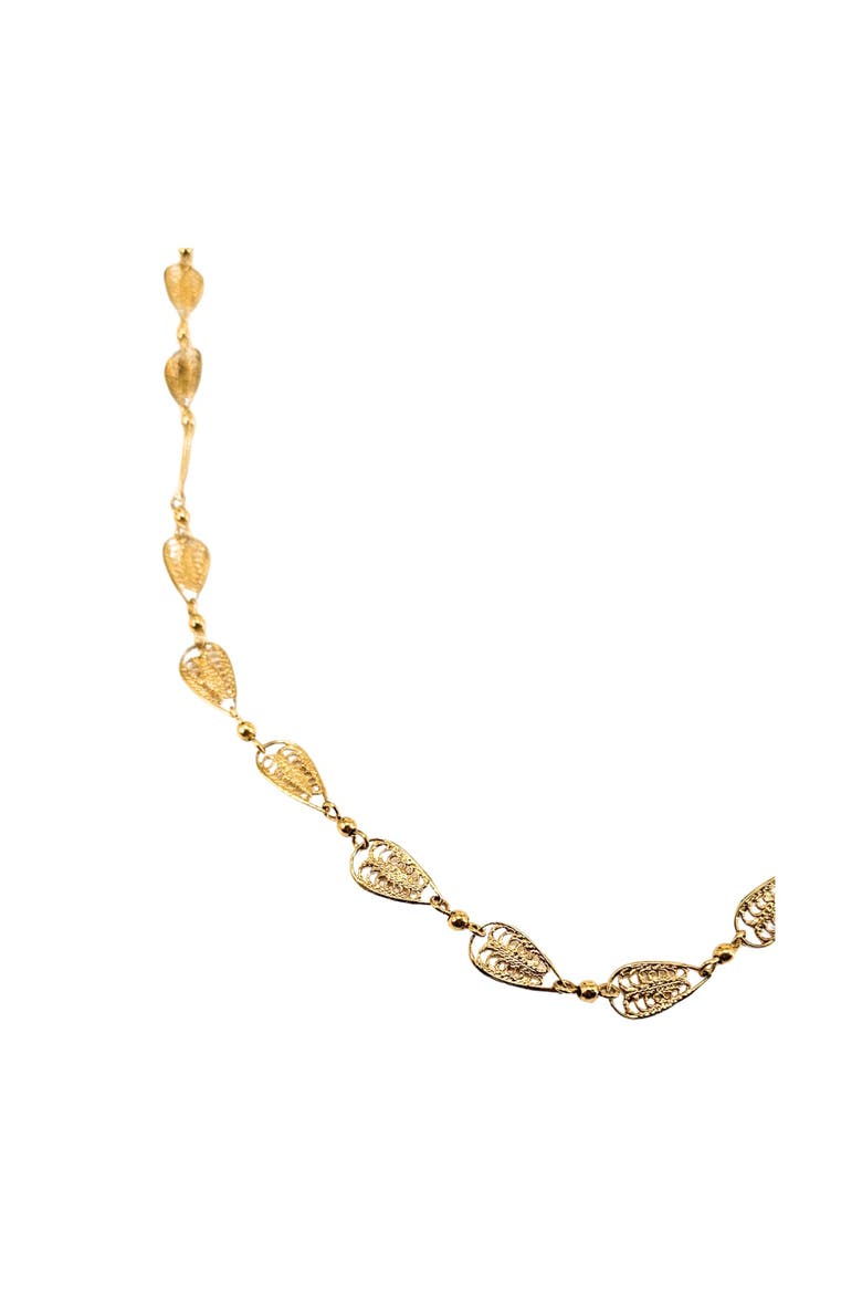 Vintage 1960s Goldtone Filigree Leaf link Necklace, Alternate, color, Gold