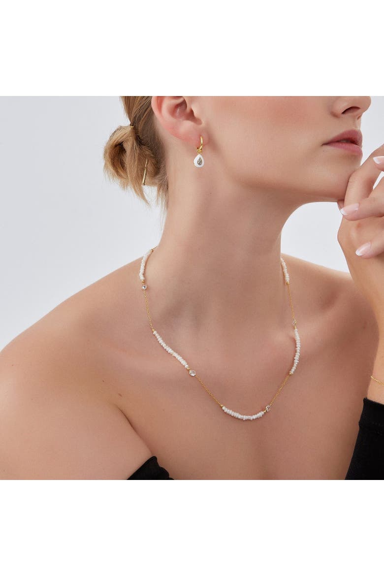 Baroque Irregular Pearl Jewelled Sterling Silver Chain Necklace In Gold, Alternate, color, Gold