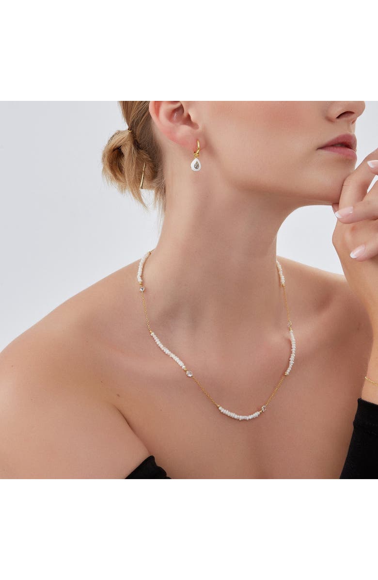 Spero London Baroque Irregular Pearl Jewelled Sterling Silver Chain Necklace In Gold, Alternate, color, Gold